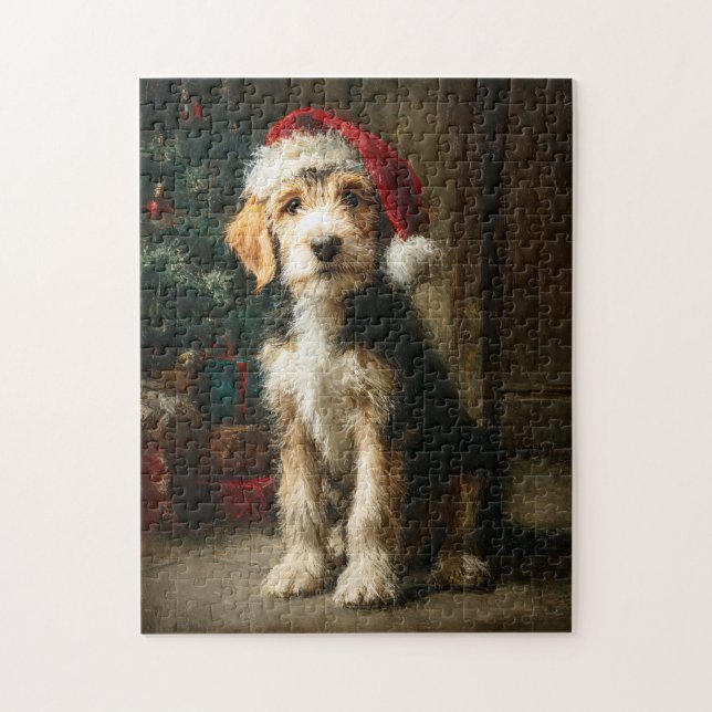 Otterhound-Welpen-Weihnachtsbild (Vertikal)