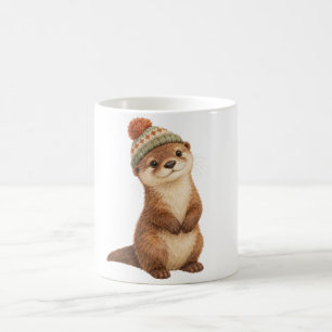 Otterjunges mit gestrickter Mütze Kaffeetasse