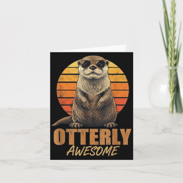 Otterly Awesome Retro Sunset Sea Otter Lover Graph Karte (Vorderseite)