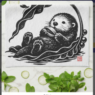 OTTERLY CONTENT • StillWood • Seeotter Geschirrtuch