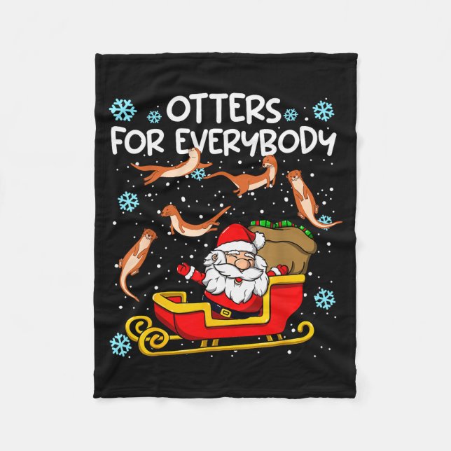 Otters For Everybody Santa Funny Christmas Otter  Fleecedecke (Vorderseite)
