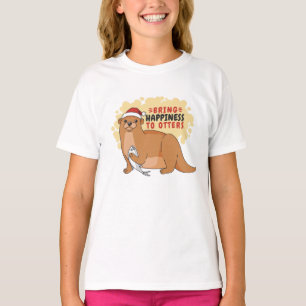 Otters Funny Christmas Otter zum Glück bringen T-Shirt
