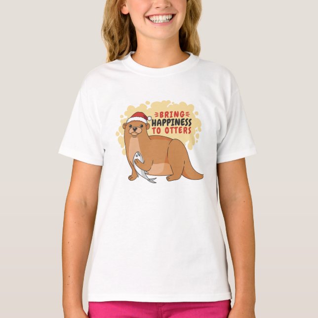 Otters Funny Christmas Otter zum Glück bringen T-Shirt (Vorderseite)