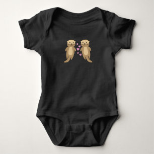 Otters Niedlichen Otters Paar mit Herz Baby Strampler