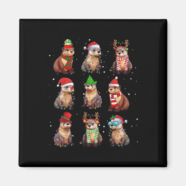 Otters Weihnachtsbeleuchtung Dekoration Funny Sea  Magnet (Vorne)