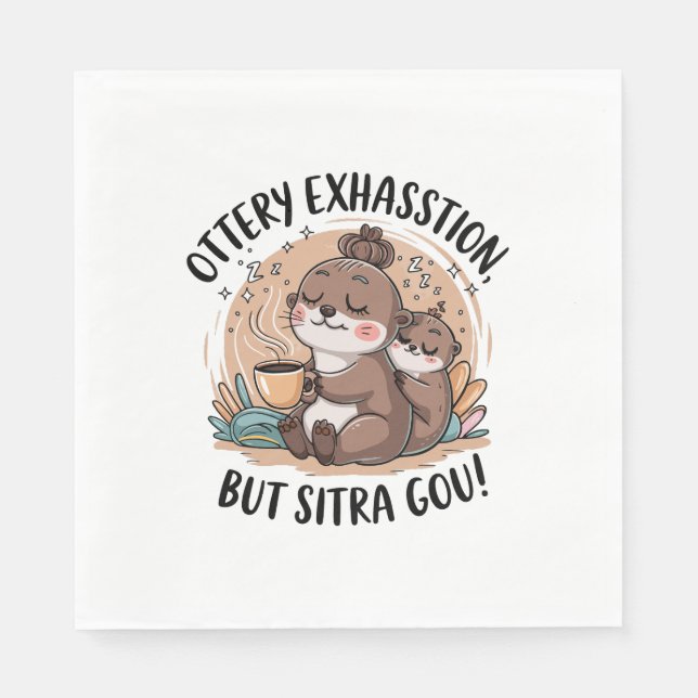 Ottery Expression Niedlich Sloth und Baby Serviette (Vorderseite)