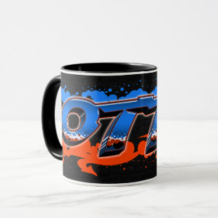 Otto prénom Graffiti blue Tasse orange