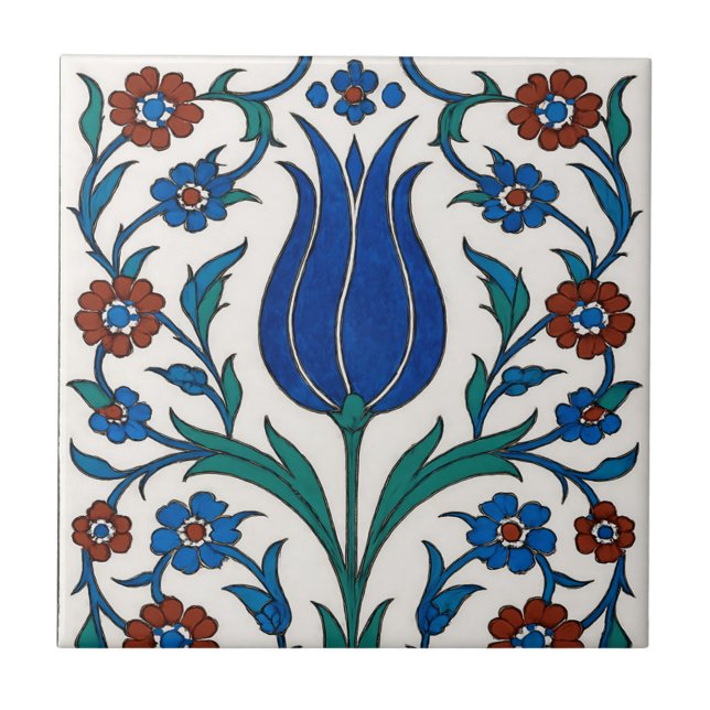 Ottoman Floral Tile - Traditionelles Tulip Design Fliese (Vorderseite)