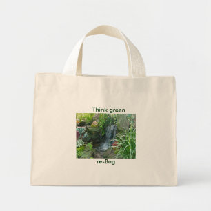 Ott's Waterfall Think Green, re-Bag Tote Bag Mini Stoffbeutel