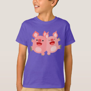 OUAH !! Cochons de dessin animé mignons T-Shirt po