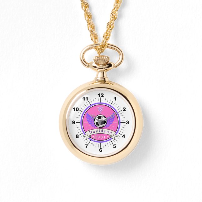 OUAH ! ⚽ Montre de collier de soccer or - Nom pers (Recto)