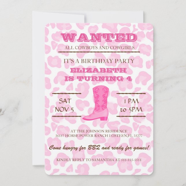 OUAIS ! Invitation à la fête d'anniversaire de Pin (Devant)