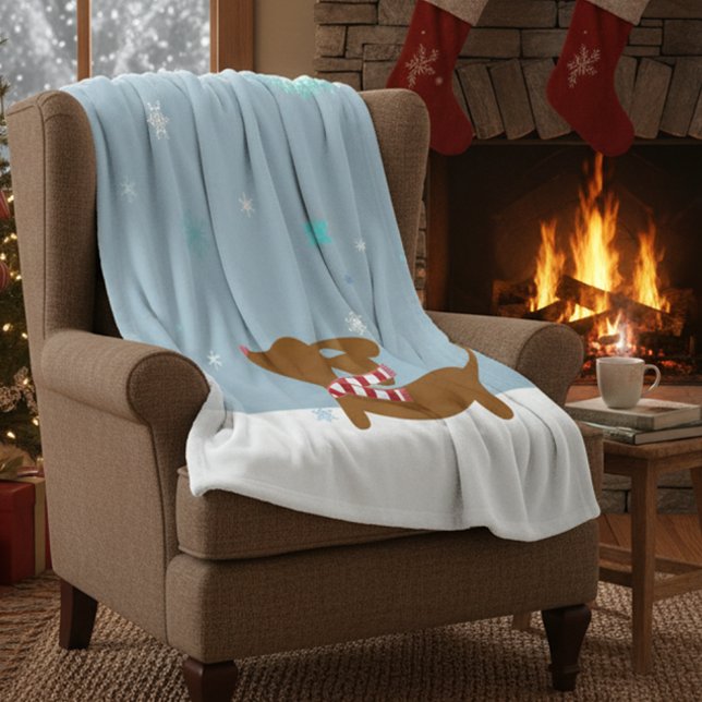 Ouatine de couverture du pays des merveilles de (cozy dachshund Christmas blanket)
