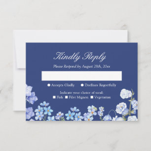 Oubliez-moi non Royal Blue Floral Wedding RSVP