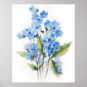 Oubliez-moi Nots Flower Art Imprimer Poster