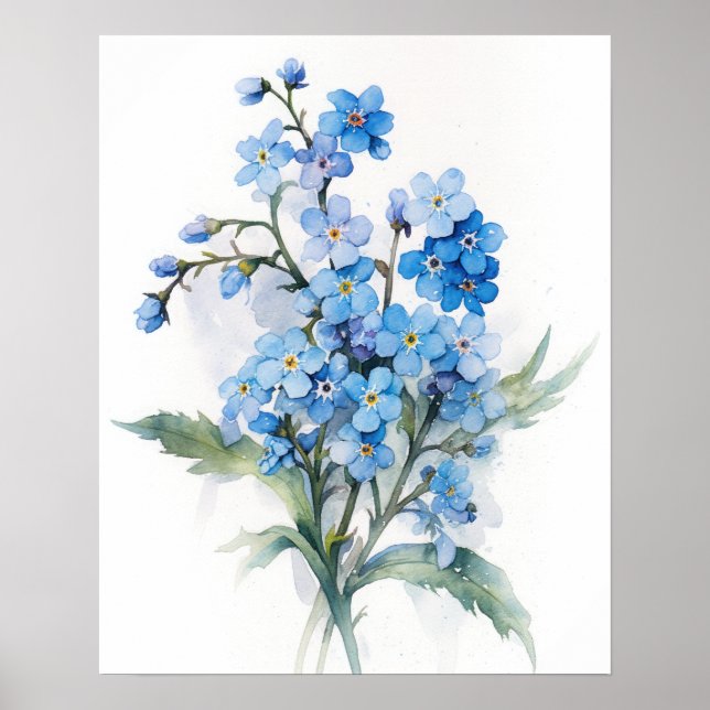 Oubliez-moi Nots Flower Art Imprimer Poster (Devant)