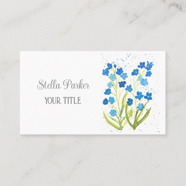 Oubliez-moi pas le Carte de visite Floral Bleu (Devant)