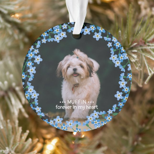 Oubliez-moi Pas Wreath 2 Nom Photo Pet Memorial (Arbre)