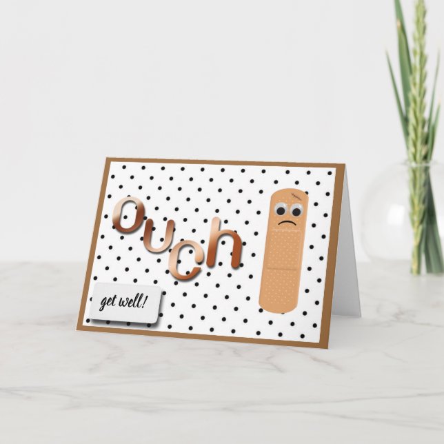"ouch" traurige Bandaid bekommen gut Karte (Vorderseite)