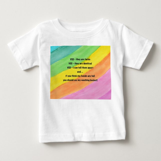 "Oui, ce sont des jumeaux" T-shirt Rainbow Baby (Devant)
