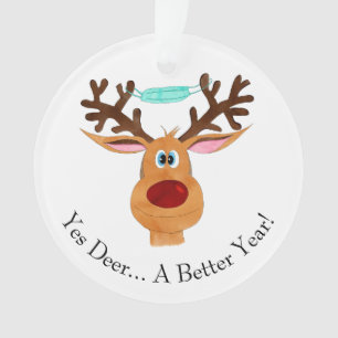 Oui Deer Rudolph Visage Reindeer Masqué Ornement