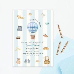 Oui Er ist drei Paris Französischer Geburtstag Einladung