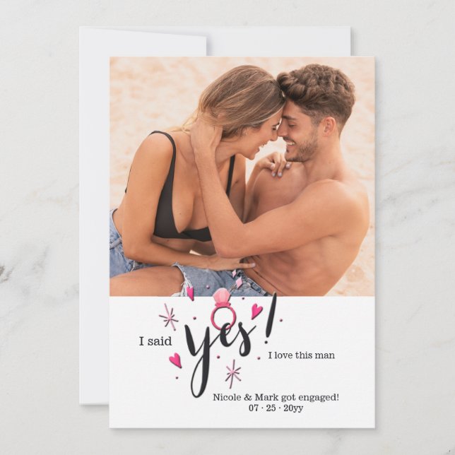 Oui Faire-part photo Fiançailles (Devant)