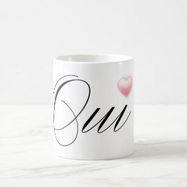 Oui Französisch für Ja mit rosa Herz Kaffeetasse