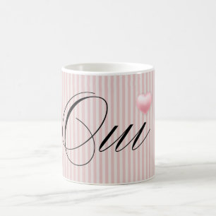 Oui Ja mit rosafarbenen, rosa Streifen Kaffeetasse