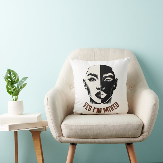 OUI JE SUIS MIXTE Diversité Face Jetée Oreiller (Chaise)