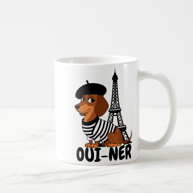 Oui-ner Dog Funny Dachshund Wiener Sausage Ween Do Kaffeetasse (Rechts)