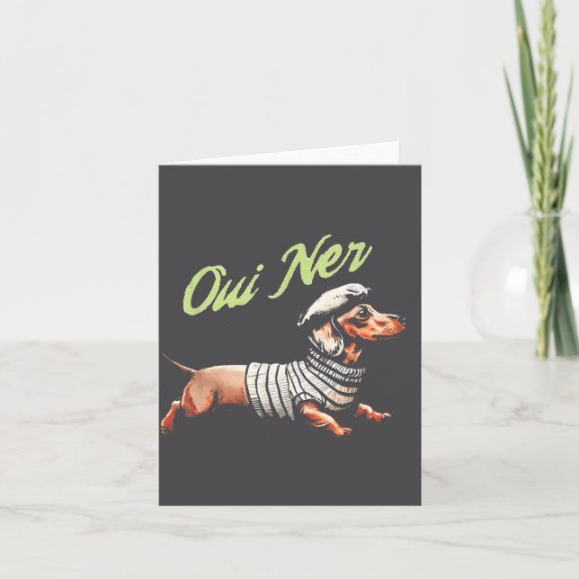 Oui Ner Funny Dachshund Wiener Dog French Humor  Karte (Vorderseite)