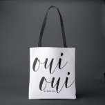 Oui Oui Black Modern Calligraphy Polka Dots Tasche<br><div class="desc">Moderne Tasche mit modernem Kalligraphie- und Polka-Punktmuster. Diese Offerte Tote Tasche wird als Geschenk perfekt. Oui Oui!</div>