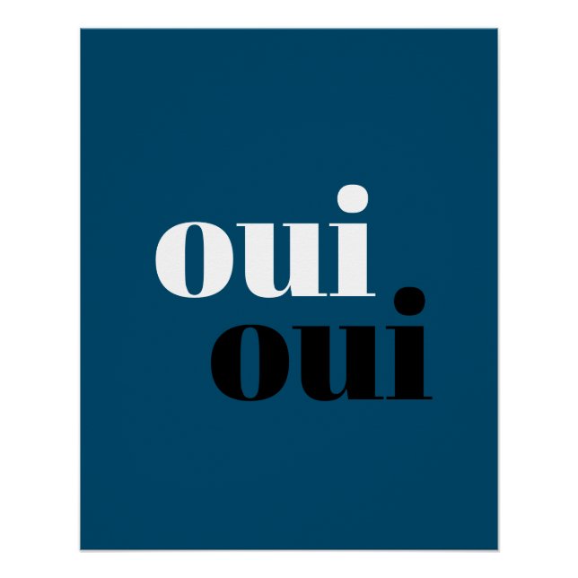 oui oui Modern Blue Simple Typografie Badezimmer Poster (Vorderseite)