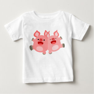 OUI ! ! T-shirt bébé cochons en caricature mignonn