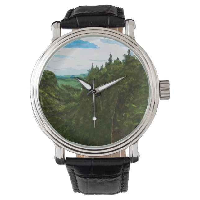 Ouimet Canyon Canada Abstrakt Impressionismus Armbanduhr (Vorderseite)