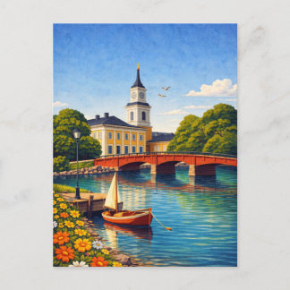 Oulu Finland Vintage Travel Scandinavian Postkarte
