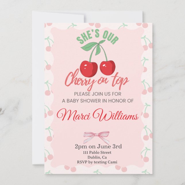 Our Cherry on Top Baby Shower Invitation (Devant)