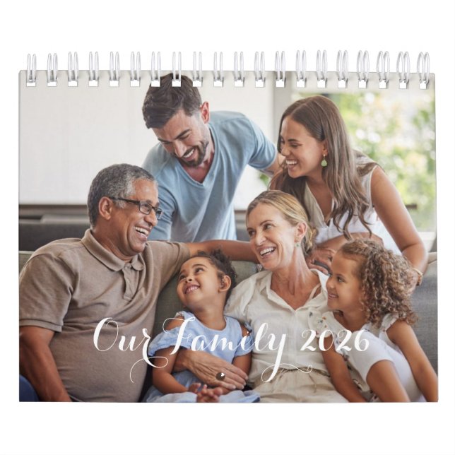 Our Family 2026 Elegant Script Photo Design Kalender (Titelbild)