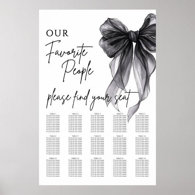 Our Favorite People Bow Wedding Seating Chart Poster (Vorne)