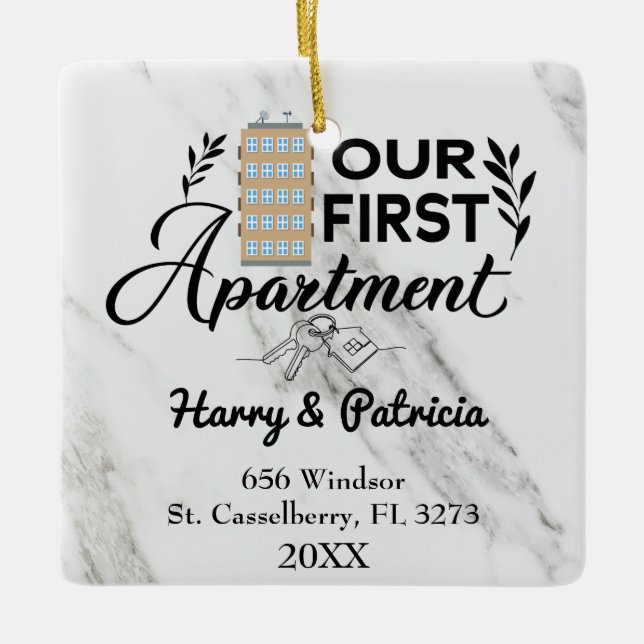 Our First Apartment 2022 Custom Names & Address Keramikornament (Vorderseite)