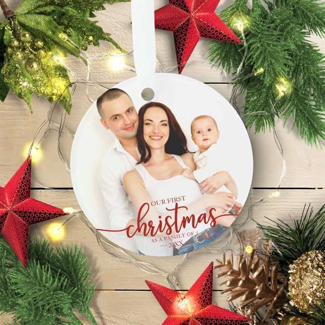 Our First Christmas As A Family Of 3 Elegant Photo Ornament (Von Creator hochgeladen)