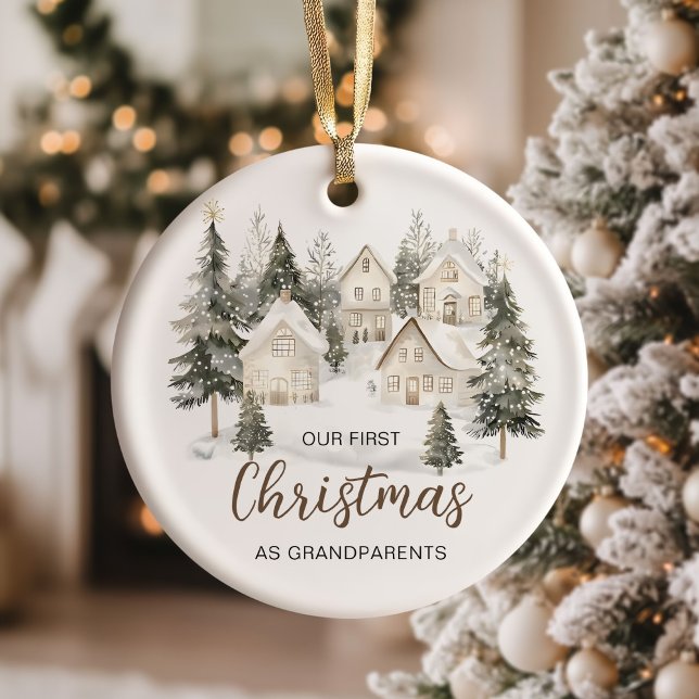Our First Christmas as Grandparents Forest Trees Keramik Ornament (Von Creator hochgeladen)
