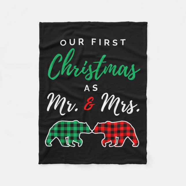 Our First Christmas As Mr. And Mrs. Buffalo Plaid  Fleecedecke (Vorderseite)