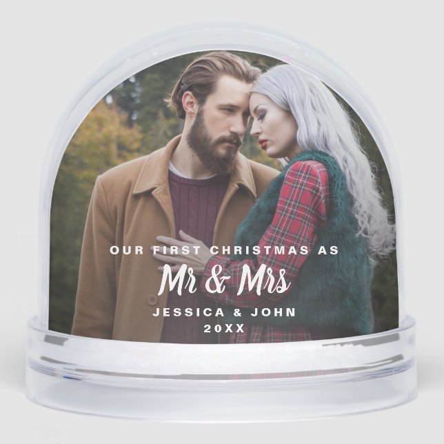 Our First Christmas as Mr & Mrs Photo Keepsake Schneekugeln (Vorderseite)