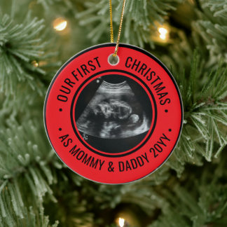 Our First Christmas as Parents Ultrasound Keramik Ornament