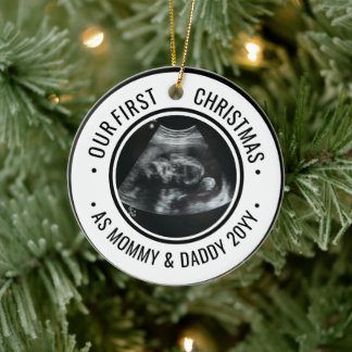 Our First Christmas as Parents Ultrasound Keramik Ornament