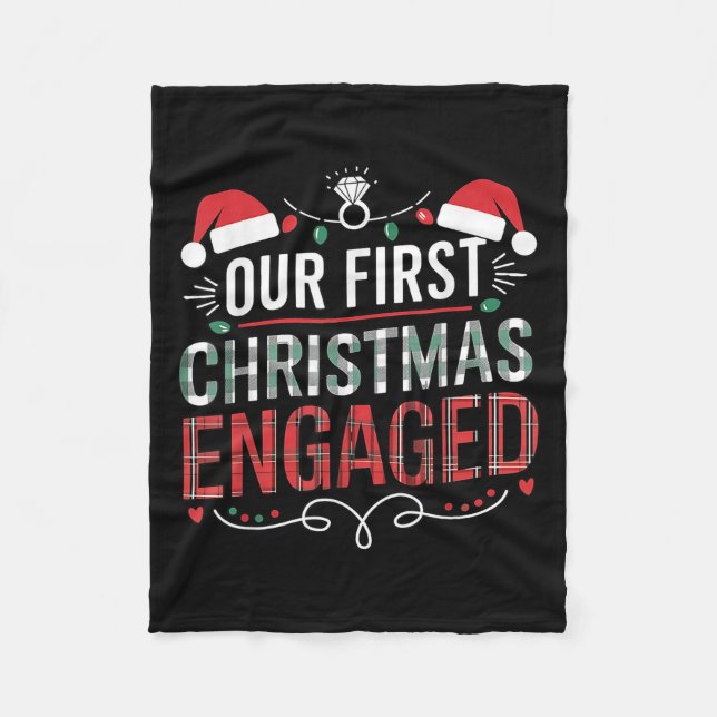 Our First Christmas Engaged 2024 Couples Pajamas C Fleecedecke (Vorderseite)