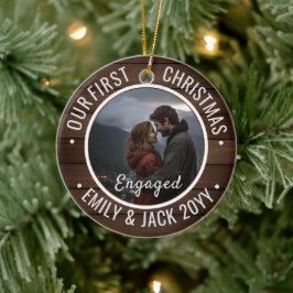 Our First Christmas Engaged Photo Keepsake Keramik Ornament