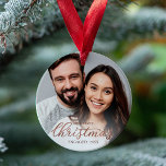 Our First Christmas Engaged Rose Gold Script Ornament<br><div class="desc">Our First Christmas Engaged Rose Gold Script Acrylic Ornament</div>